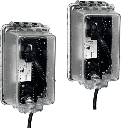 Universal Weatherproof Electrical Outlet Cover with Lock, Baby Proof Outlet Lock Box, Fits Most 2.6 "H x 2.56 "W or Smaller Plugs, Clear Outlet Waterproof Cover Box Fit for Outdoor In-Use