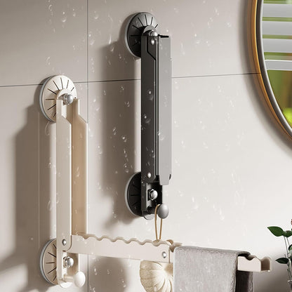 Wall Mounted Drying Rack with Extendable Heavy Duty Design. Ideal for Laundry Rooms, Bathrooms, and Balconies. Space Saving Storage Solution for Towels and Clothing (White)