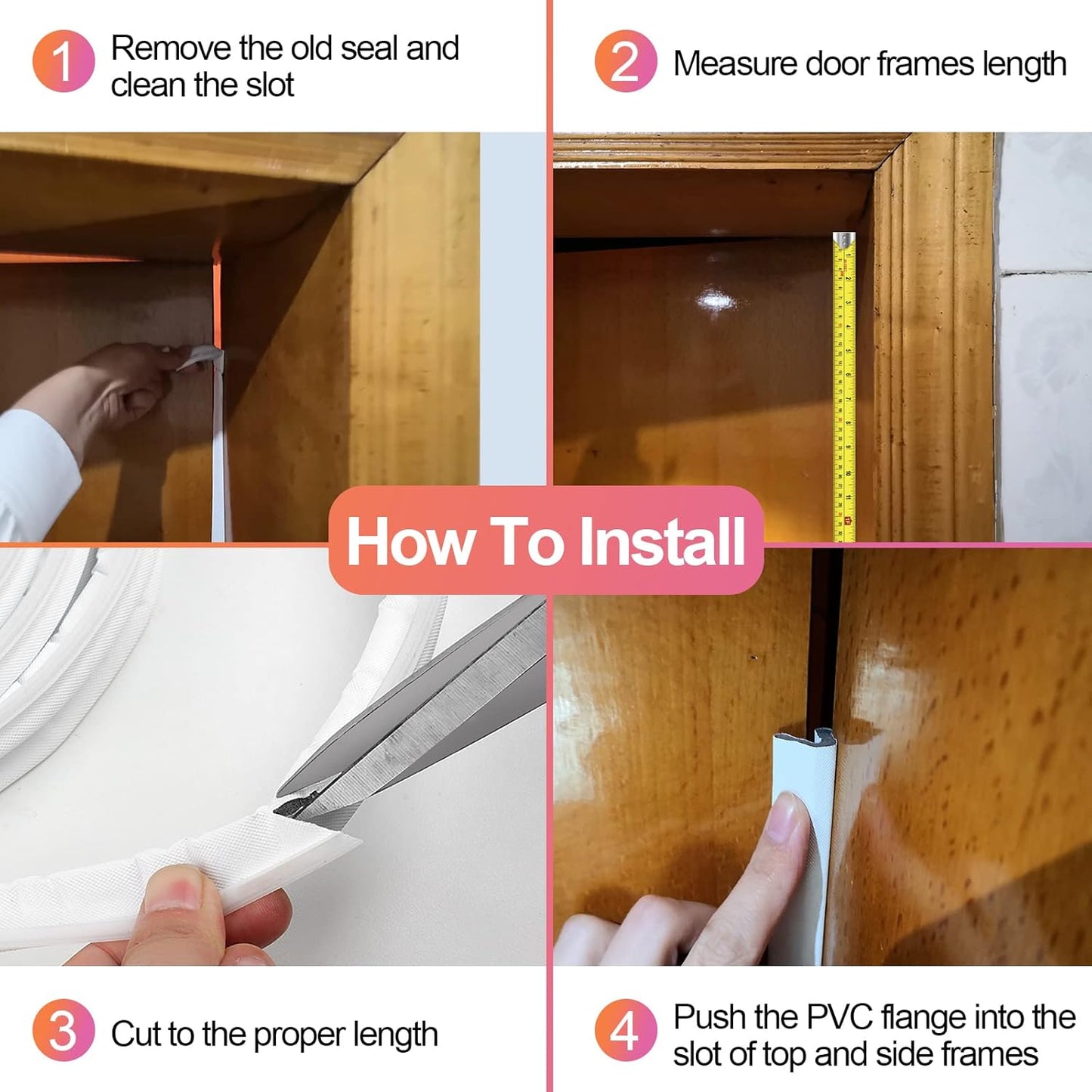 40FT Kerf V‑Shaped Weather Stripping Door Seal, Press‑in Seal for Pre‑Cut Slot Doors, Not Self‑Adhesive, Soundproof Draft Blocker for Exterior Front Doors, Fits Large Gaps, Easy DIY Install (White)