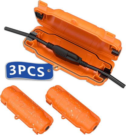 2 Pack Outdoor Extension Cord Safety Cover with Waterproof Seal IP54 Water-Resistant, Weatherproof Electrical Connection Box with 2 Latches, Plug, Socket, Holiday Decoration Light, Black