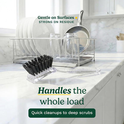 Cuisinart Dish Brush with Handle 2 Pack – Kitchen Scrub Brush for Dishes, Pots & Pans, Non-Scratch Dish Scrubber, Firm Bristles for Sink & Cookware, Comfortable Grip for Everyday Cleaning