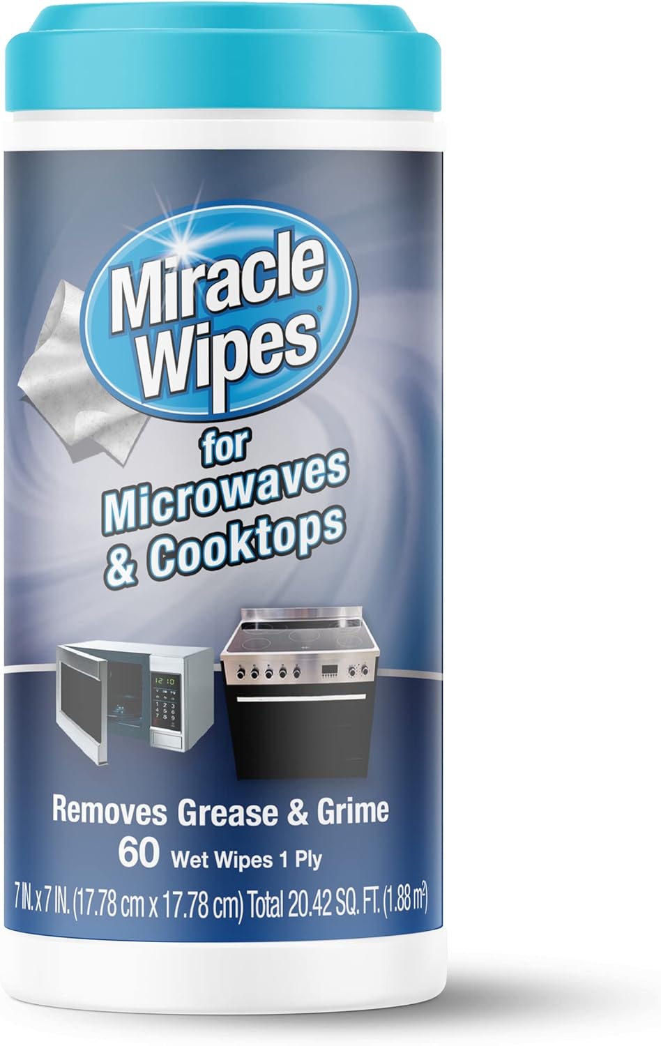 MiracleWipes for Microwaves and Cooktops, Easily Removes Food and Grime Buildup, Safe and Convenient Stove Top Cleaner, Great for Home and Kitchen Use - 30 Count