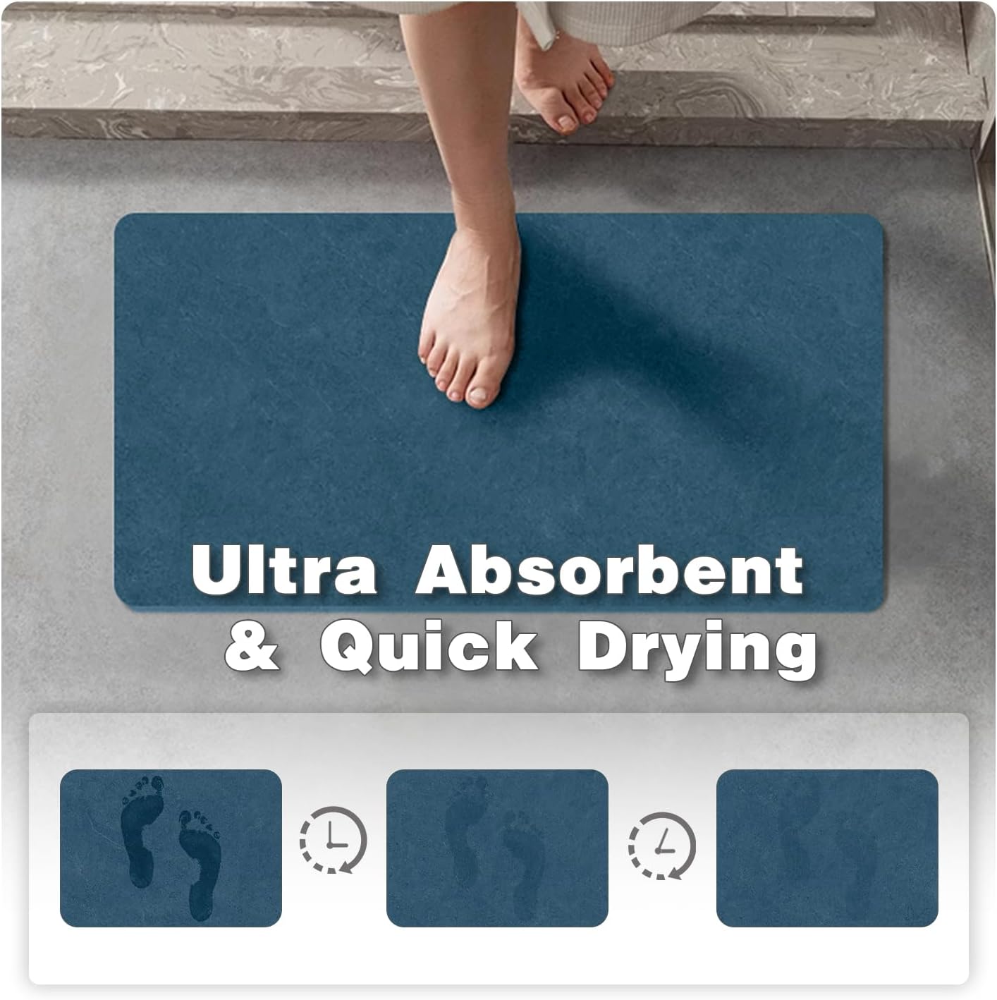 TYUU Bath Mat, Bathroom Rugs Non Slip Washable Thin Absorbent Quick Dry Bath Mat Fits Under Door Bathroom Floor Mat Perfect for Bath, Shower, or Sink 16"x24" Dark Grey