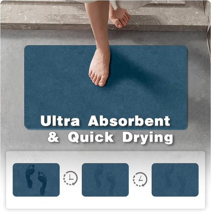 TYUU Bath Mat, Bathroom Rugs Non Slip Washable Thin Absorbent Quick Dry Bath Mat Fits Under Door Bathroom Floor Mat Perfect for Bath, Shower, or Sink 16"x24" Dark Grey