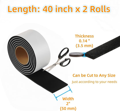 Furnigear Felt Strips with Adhesive Backing Heavy Duty Cuttable Felt Tape Roll Furniture Pads for Chair Legs - Protecting Hardwood Floors, Chair Wall Protector (Black, 80 x 0.5 x 0.14 Inch)