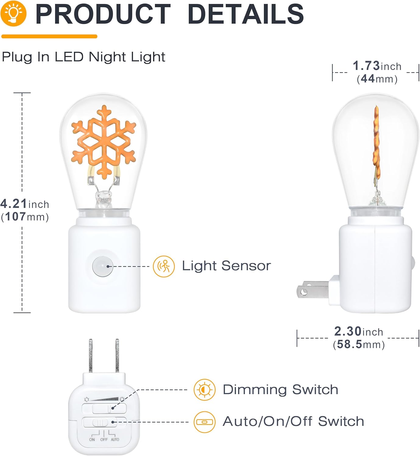 LED Motion Sensor Night Light, [1 Pack] Motion Activated Night Light, 2200K Amber, Adjustable Brightness, Motion Sensor Light Indoor Plug in for Nursery, Kids, Bedroom, Bathroom Nightlight