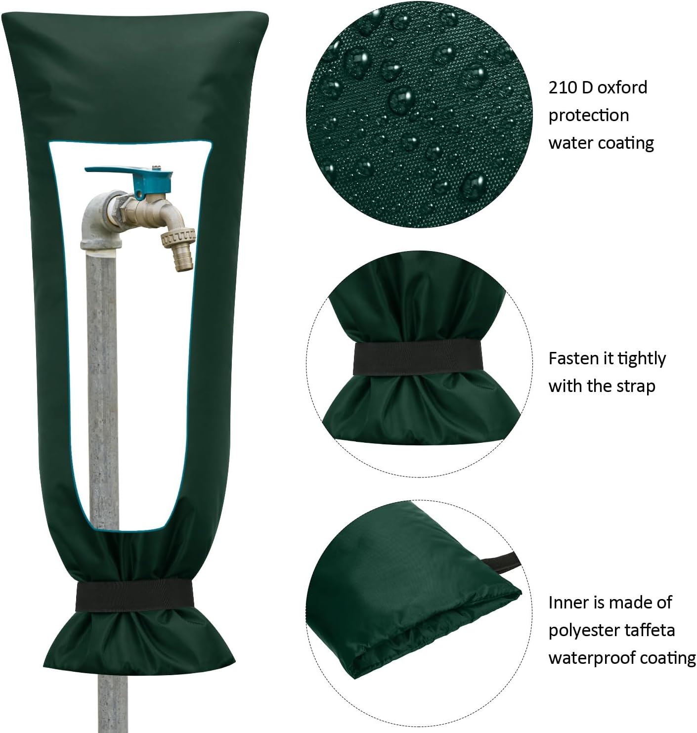 Frienda Outdoor Faucet Cover for Winter Freeze Protection 25'' x 10'' Winter Outside Large Backflow Preventer Insulation Spigot Hose Bib Cover for Garden Lawn Faucet Yard Hydrant(Green,2 Pieces)