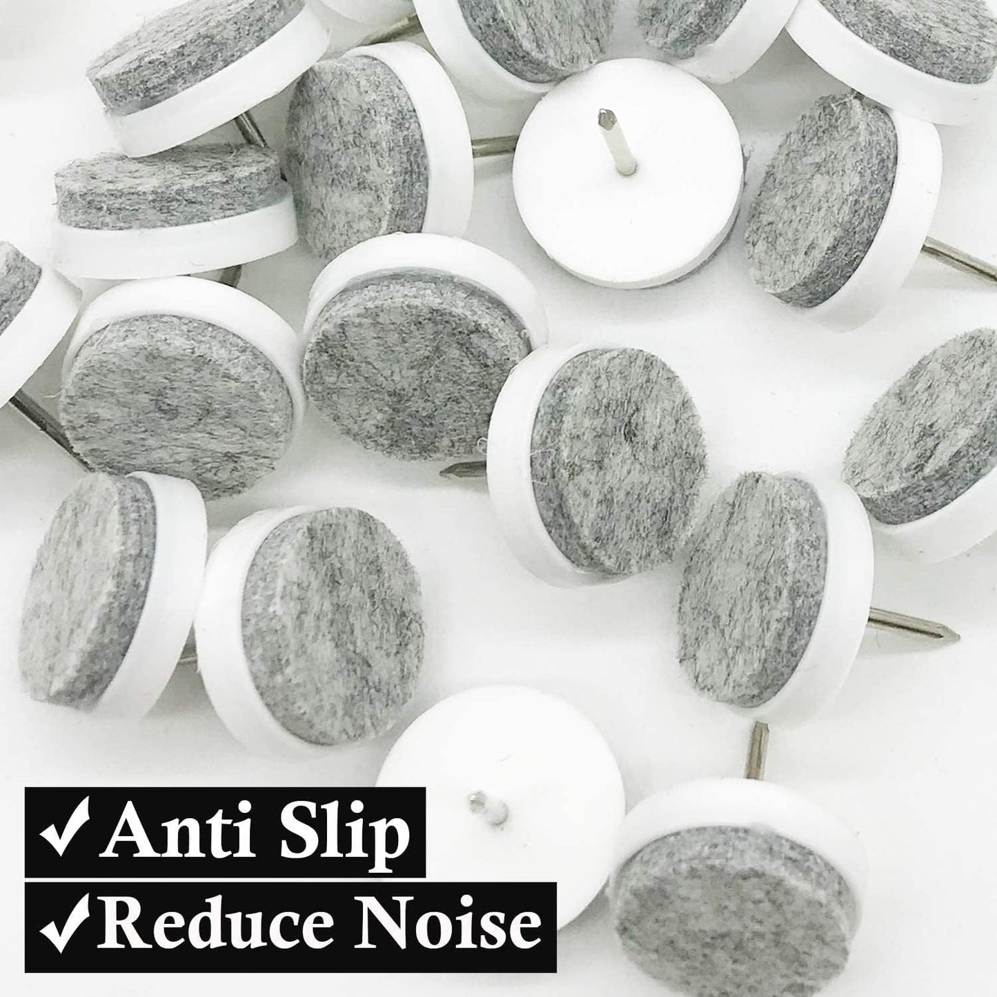 40pcs Round Heavy Duty Nail-on Felt Pad for Furniture Chair Table Leg Feet Floor Protectors Slide Smoothly (Black, Pad Diameter 18mm)