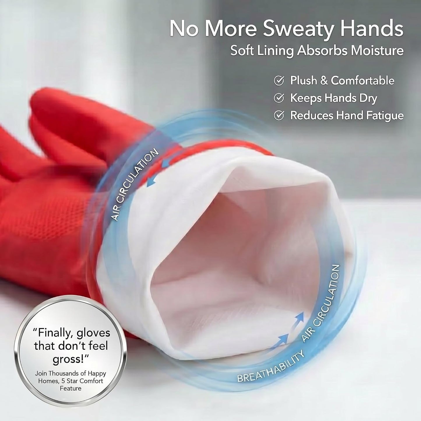 ForPro Natural Rubber Gloves, 6 Pairs Reusable Multi-Purpose Household Cleaning Gloves with Soft Inner Lining, Waterproof & Chemical-Resistant, Wild Cherry, Small