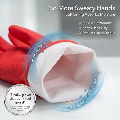 ForPro Natural Rubber Gloves, 6 Pairs Reusable Multi-Purpose Household Cleaning Gloves with Soft Inner Lining, Waterproof & Chemical-Resistant, Wild Cherry, Small