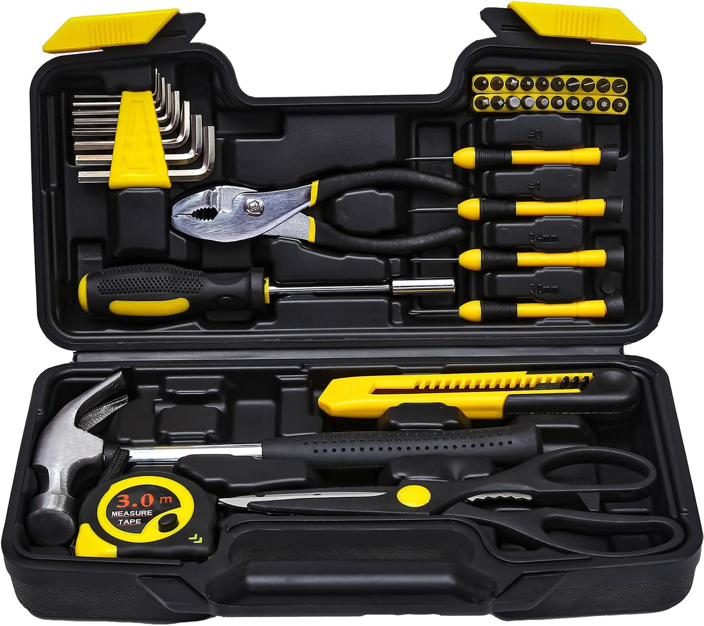 39 Piece Basic Home Tool Set Household Tool Set General Repair Small Hand Tool Kit in Toolbox Storage Case for Home Garage Office College Dormitory Use, Blue