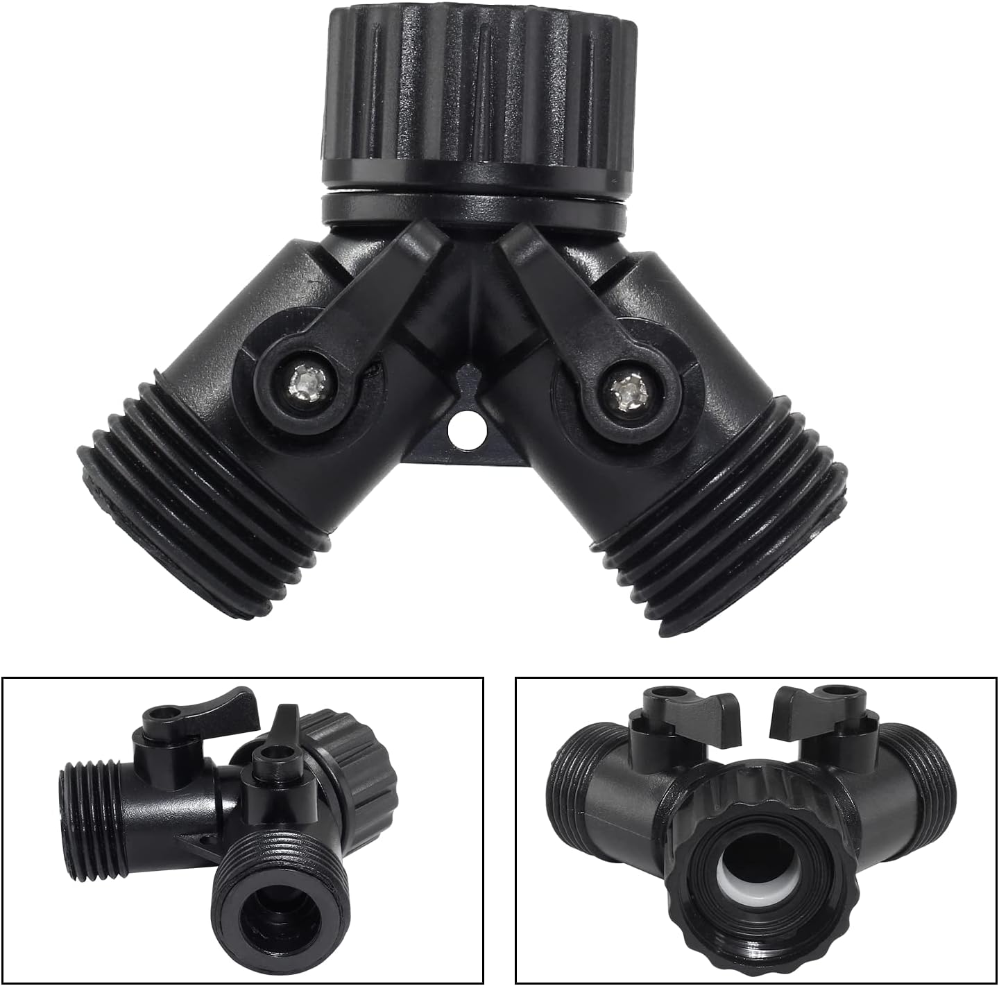 6 Pcs 2 Way Hose Adapter Y Valve Garden Hose Connector, Green | Non Rust Spigot Faucet Adapter, 3/4 Garden Hose Y Connectors, Plastic Hose Splitter, Faucet Watering Shut Off Valves