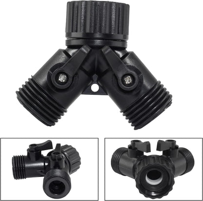 6 Pcs 2 Way Hose Adapter Y Valve Garden Hose Connector, Green | Non Rust Spigot Faucet Adapter, 3/4 Garden Hose Y Connectors, Plastic Hose Splitter, Faucet Watering Shut Off Valves