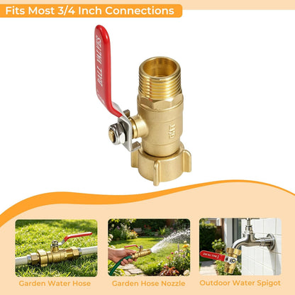 Garden Water Hose Splitter - RV Water Splitter 2 Way Heavy Duty Brass Spigot Hose Splitter - Outdoor Y Hose Bib 2 Valves with 2 Extra Rubber Washers for 3/4" Hose Connector (Blue)