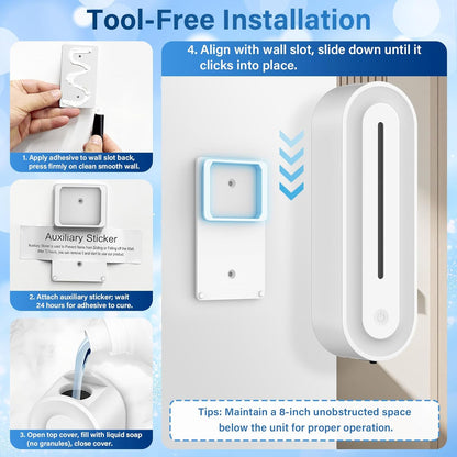 Automatic Soap Dispenser Wall Mount for Bathroom, 14.2oz Rechargeable Touchless Adjustable Auto Smart Foaming Hand Soap Dispenser for Bathroom,Kitchen,Office,Foam