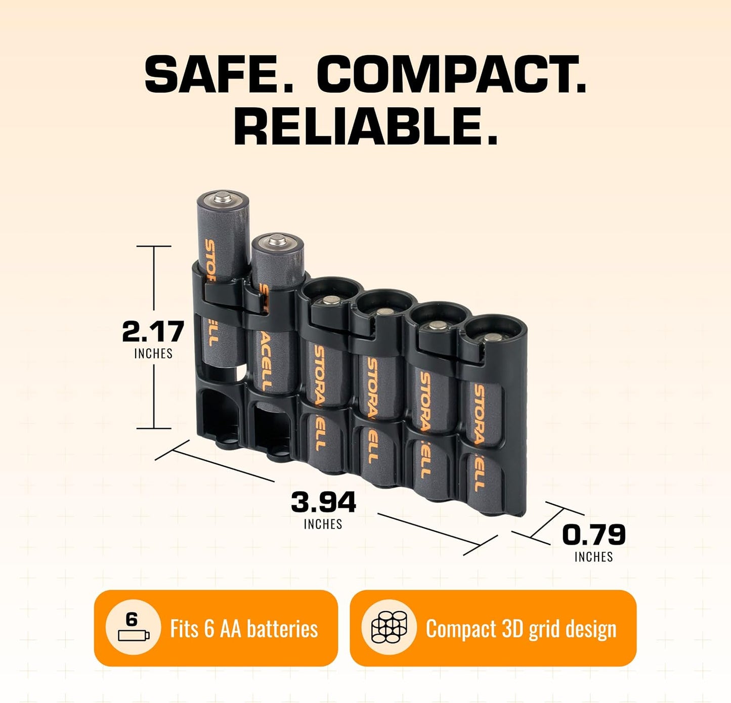 Storacell Slimline AA-6 Battery Storage Caddy and Dispenser (Pack of 2), Military Green, Holds 6 AA Batteries (Not Included), Durable & Compact Design, The Original Battery Caddy, Made in The USA