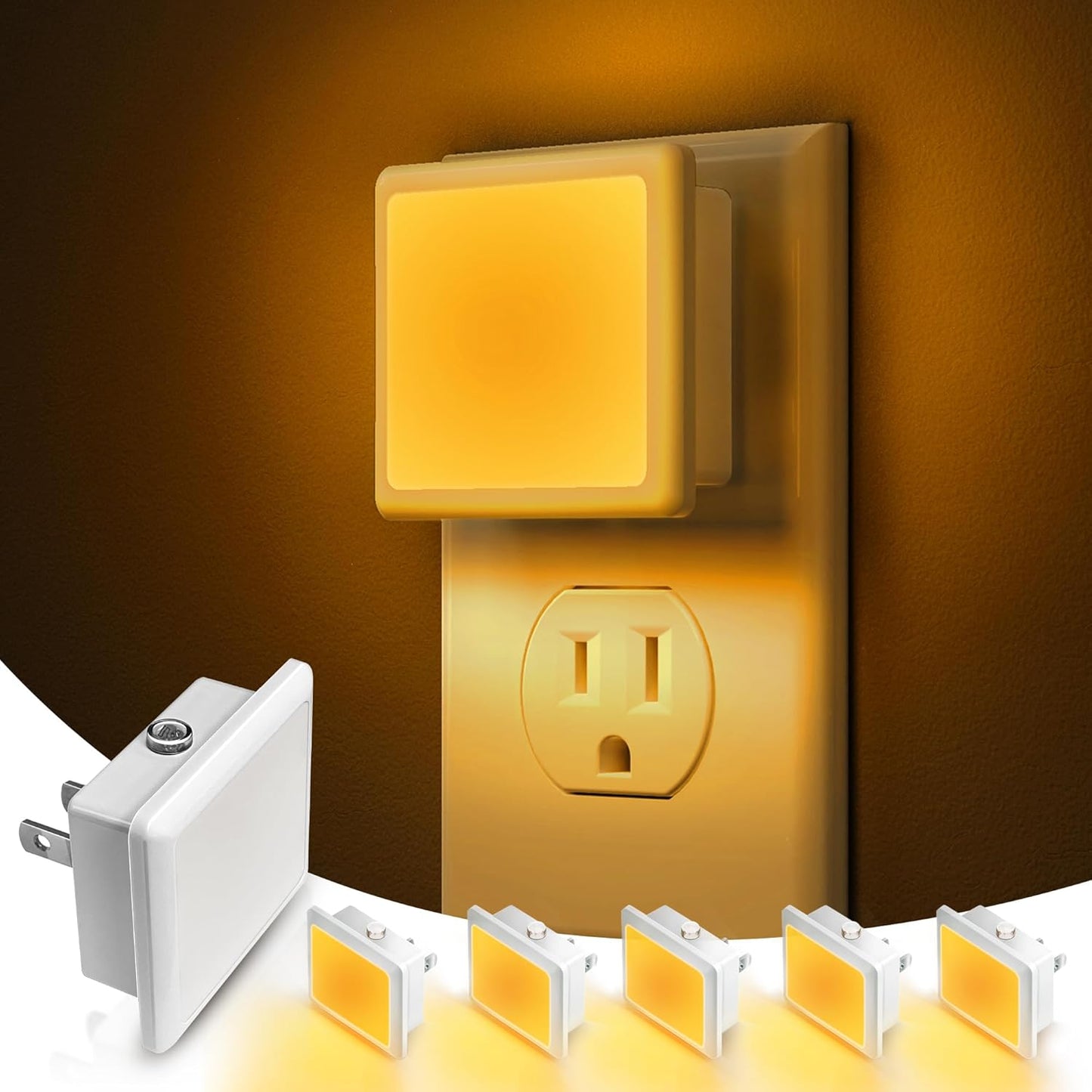L LOHAS LED Night Light,Night Lights Plug into Wall, [6-Pack] Plug in Night Light, Dusk-to-Dawn Sensor, 3000K Soft White 0.3W Bright Nightlight Auto-On/Off for Adults Kids Bedroom Bathroom Hallway