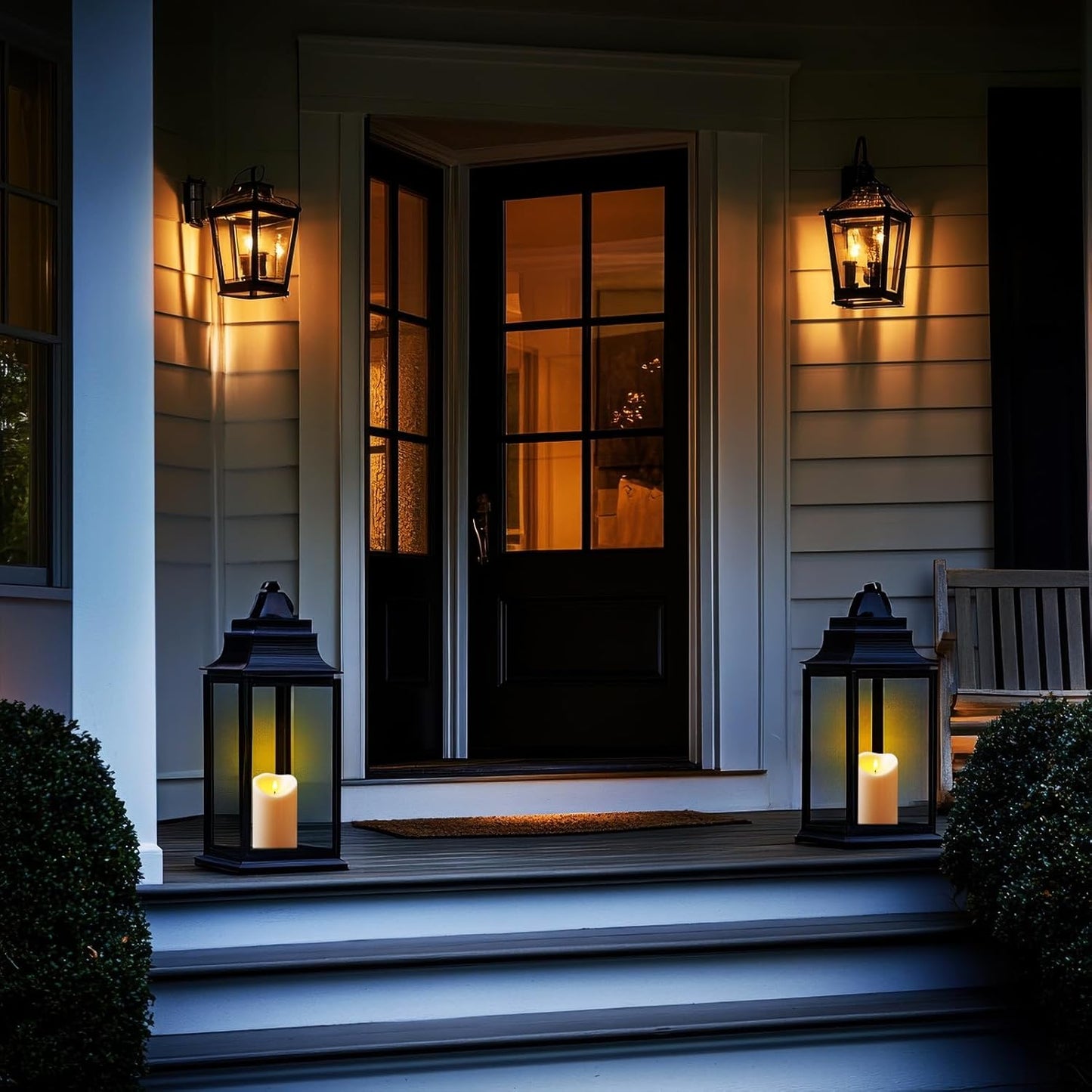 Amagic IP65 Waterproof Outdoor Flameless Candles with Remote, LED Candles Battery Operated with Timer, Flickering Fake Pillar Candle for Outside Patio Yard Decor, Ivory, Set of 5, D3 X H4 5" 6" 8" 8"