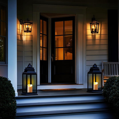 Amagic IP65 Waterproof Outdoor Flameless Candles with Remote, LED Candles Battery Operated with Timer, Flickering Fake Pillar Candle for Outside Patio Yard Decor, Ivory, Set of 5, D3 X H4 5" 6" 8" 8"
