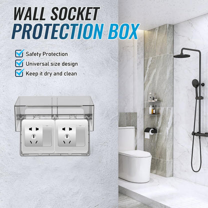Garneck Waterproof Outdoor Outlet Cover: Weatherproof Double-Gang Electrical Receptacle Protector Box with flip-top design Adhesive wall mount Plug Socket Cover for Home, Kitchen, Bathroom, Patio