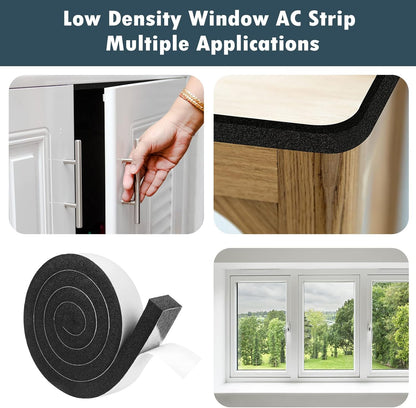 Seal Foam Tape,1/2 Inch W x 1/8 Inch T Weather Stripping for Door and Window,High Density Single Sided Closed Cell Door Insulation Weather Strip, 3 Rolls Total 50FT Black