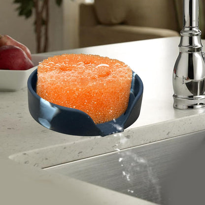 Sponge Holder for Scrub Daddy with Suction Cups and Drain Spout Kitchen Sink Caddy Organizer, Soap Dishes Holder Accessories Rack, Dishwasher Safe - 4.7"x4.7", Green