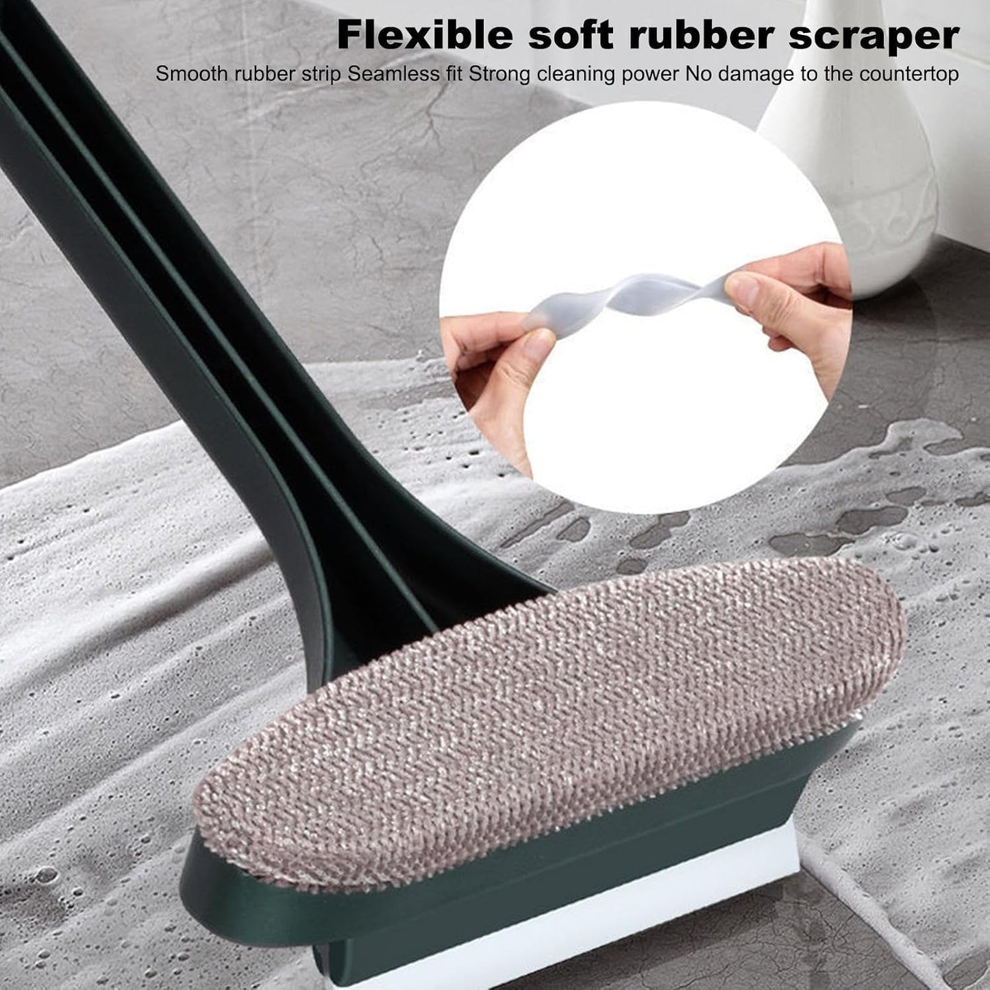 2 in 1 Window Screen Cleaning Brush, Window Screen Cleaner Tool, Double Sided Wet Dry Use Mesh Screens Cleaner Tool with Squeegee, Multi Purpose Stains Removal Glass Wi-ndow Screens Cleaning Brush