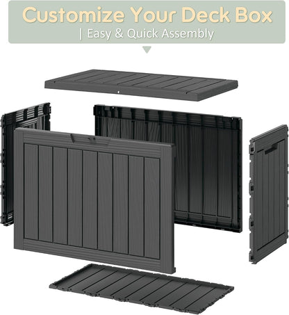 KAMABOKO 31 Gallon Outdoor Storage Box, Resin Deck Boxes Indoor and outdoor, Waterproof Storage Box Lockable Lid for Garden Tools, Package Delivery, Pool Supplies, Patio Cushions, Black