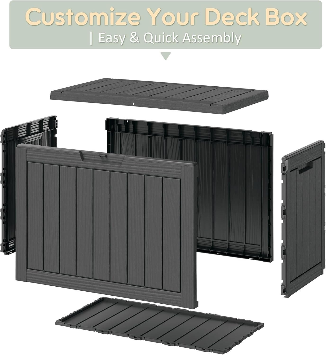35 Gallon Outdoor Storage Box, Waterproof Resin Deck Box with Lockable Lid – Storage Cabinet for Patio Furniture, Pool Supplies, Garden Tools – Indoor & Outdoor Use