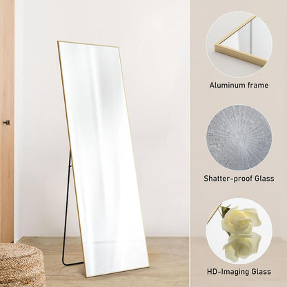 OLIXIS 64"x 21.5" Arched Mirror Full Length, Full Body Mirror with Stand, Hanging or Leaning for Wall, Floor Standing with Shatter-Proof Glass for Bedroom, Living Room, Long, Black