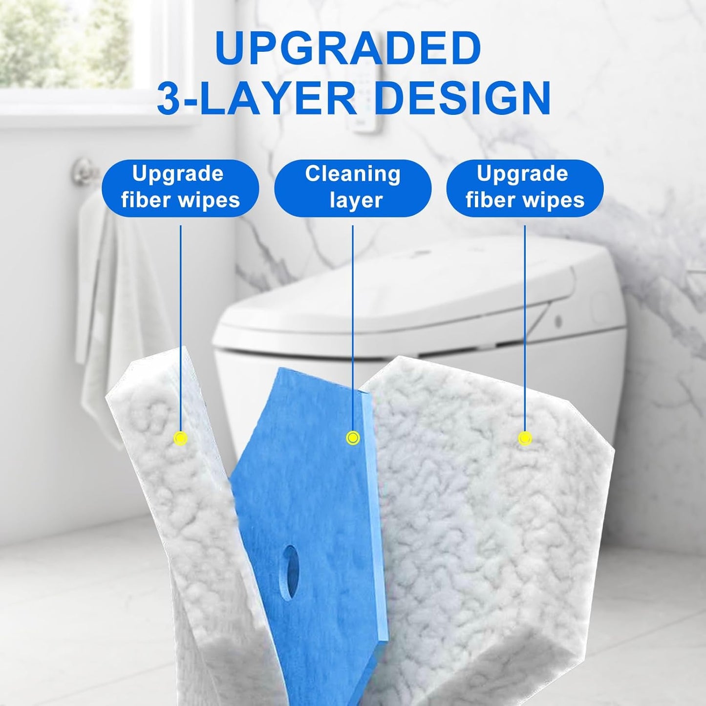 60pcs Disposable Toilet Brush Head Refills Compatible With Clorox System,Upgrade Fiber Cleaner Heads for Closestool .(not included brush rod)