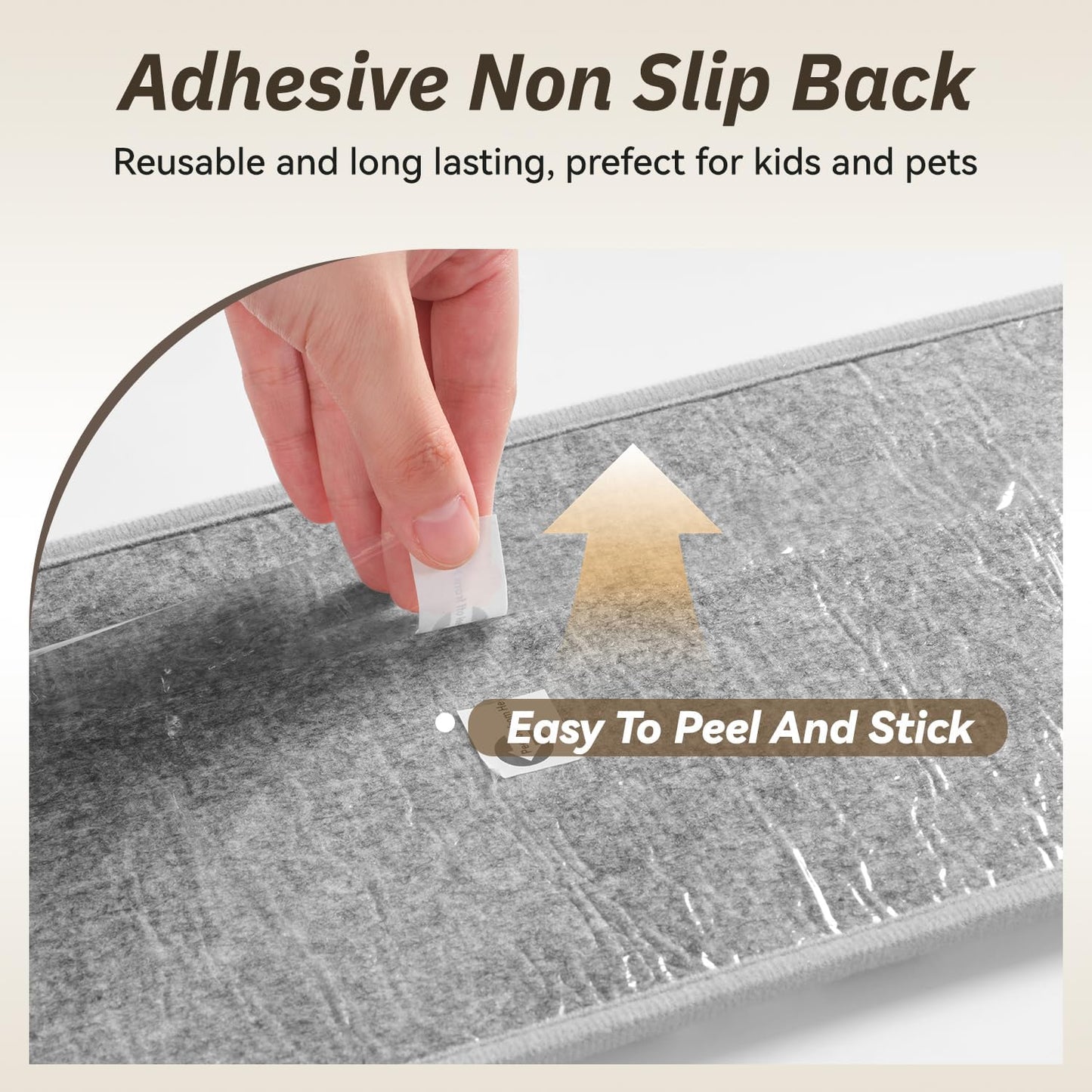 PADOOR Stair Treads Non Slip 15 PCS, 3D Peel and Stick Stair Treads for Wooden Steps Indoor, Residue-Free Adhesive Stair Runner for Kids, Elders & Pets, Washable Carpet for Stairs,8"x30",Brown