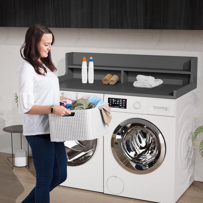 Washer Dryer Countertop, 54" x 27.55" 2-Tier Washer Dryer Topper with Edge, for Laundry Room Organization Whisper White