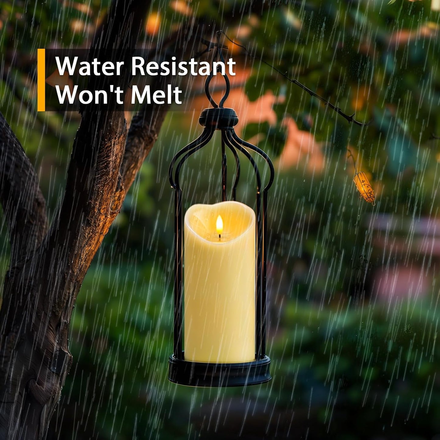 Amagic IP65 Waterproof Outdoor Flameless Candles with Remote, LED Candles Battery Operated with Timer, Flickering Fake Pillar Candle for Outside Patio Yard Decor, Ivory, Set of 5, D3 X H4 5" 6" 8" 8"