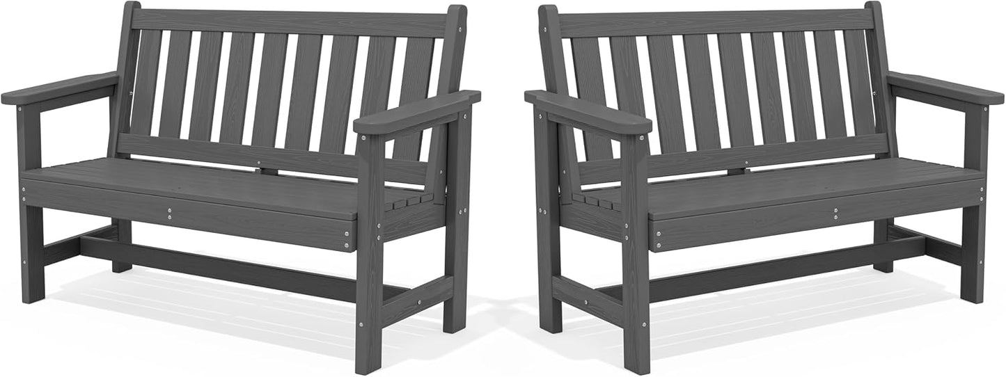 SERWALL HDPE Outdoor Storage Bench, Deck Box with Waterproof Storage Bags | All-Weather Benches | 57 Gallon Dual-Use Seat | Organizer Deck Boxes for Patio, Garden Tools & Pool | Dark Black