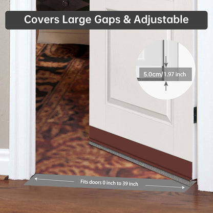 Door Sweep for Bottom of Door, Integrated Bottom Door Draft Stopper with Brush, Self-Adhesive Under Door Seal for Dust/Noise/Hot or Cold Air Insulation, Black 39.37" L/1" W