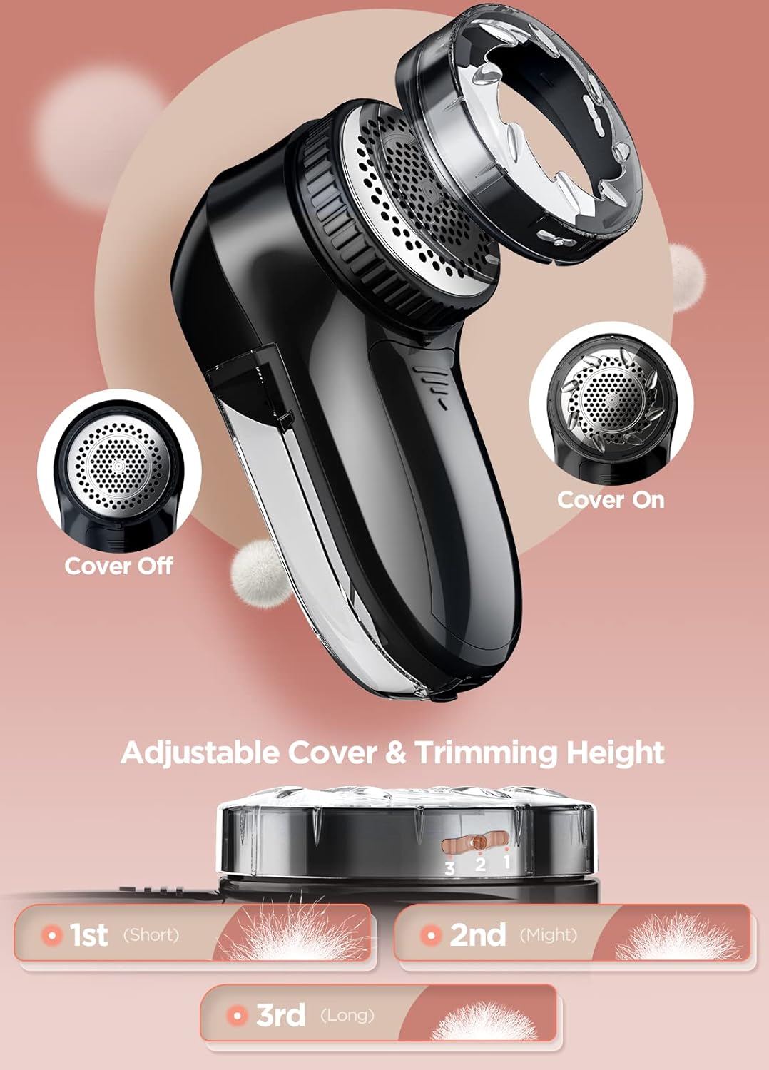 Bymore Fabric Shaver Lint Shaver for Clothes, Dual Power Lint Remover with Battery or Corded Use, Portable Sweater Shaver for Clothing, Furniture & Travel