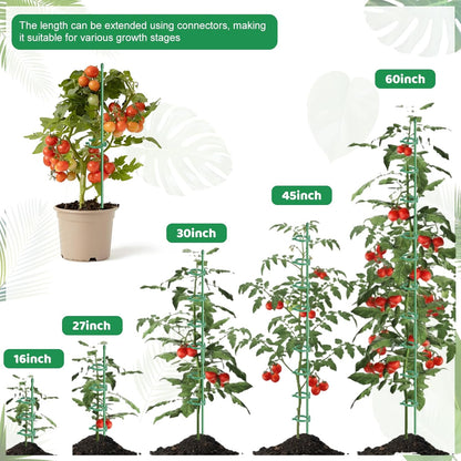 16inch & 12inch Plant Stakes, 18Pcs Adjustable Plant Support Stake Plant Sticks for Indoor Outdoor Green Poles with Rings Clips & Ties for Potted Plants Monstera Tomato Orchid Flower