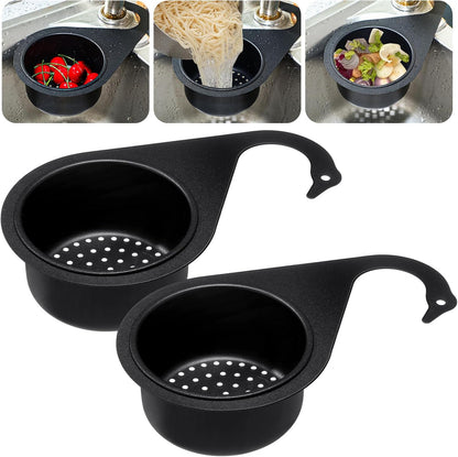 Teenyyou 2 Pcs Stainless Steel Sink Strainer Basket 15 Oz Multifunction Hanging Sink Colander Drain Basket Faucet Upgrade Quick Draining Kitchen Tool for Fruit Vegetable, 8.7 x 3.9 x 2.3 Inch