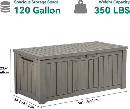 YITAHOME 31 Gallon Outdoor Storage Box | Resin Deck Box and Waterproof Package Delivery Box for Gardening Tools, Pool Supplies, Patio Furniture, Lockable, Taupe