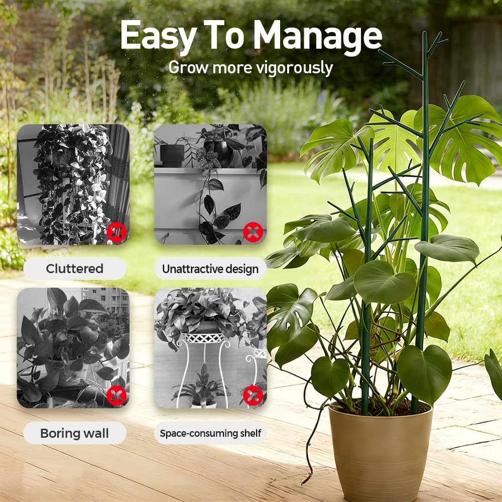 6 Pack Stackable Monstera Plant Support Stakes, Garden Plant Stakes for Indoor and Outdoor Plants, Moss Poles Holder Stick Monstera Plant Stem Supports Structures for Climbing Potted Plants (6 Pack)