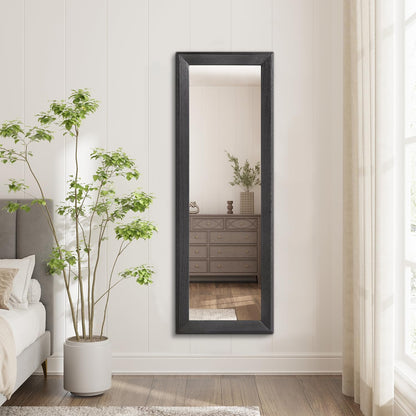 AAZZKANG Full Length Mirror Rectangle Wood Framed Large Wall Mirrors Black | 47"x16" Bedroom Living Room Bathroom Dressing Room Entryway Hanging Mirror