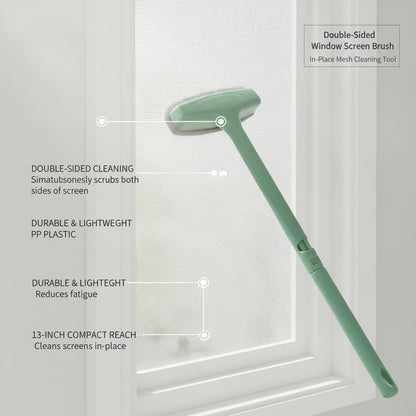 Living Room & Balcony Window Screen Cleaner, Double-Sided Mesh Brush with 13-Inch Handle, PP Plastic Tool for in-Place Cleaning (1 PC)