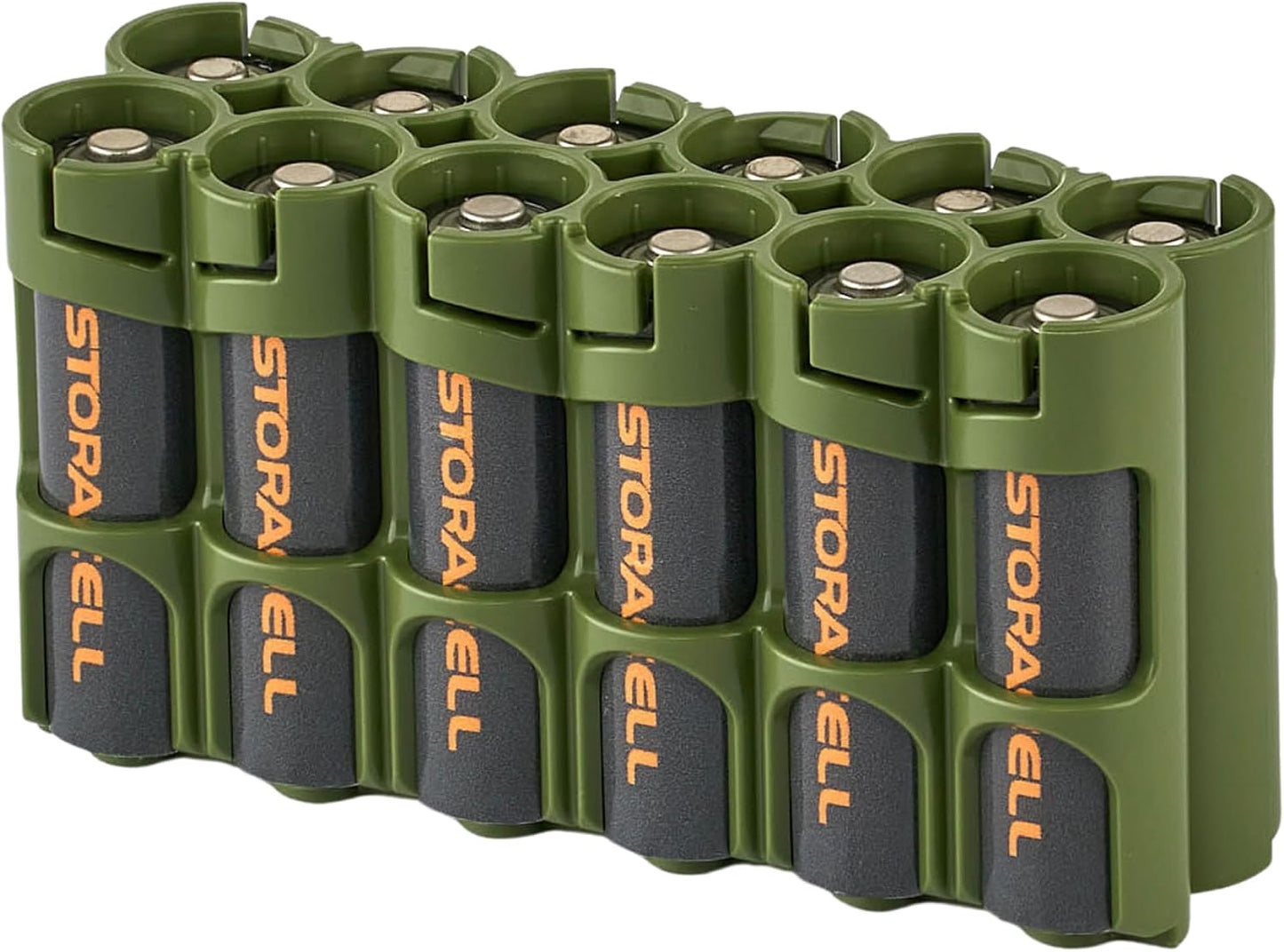 AA Battery Storage Caddy by Storacell, Orange, Holds 12 Batteries (Not included)