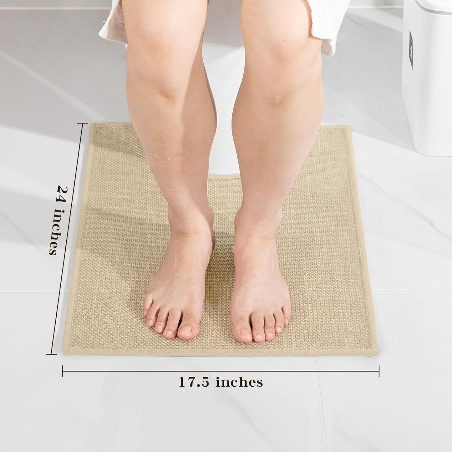 chakme Bathroom Rugs Mat 24x17, Ultra Thin Non Slip Bath Mat Small Quick Dry Absorbent Bath Mat for Bathroom Floor, (Dark Beige, 24"x17")