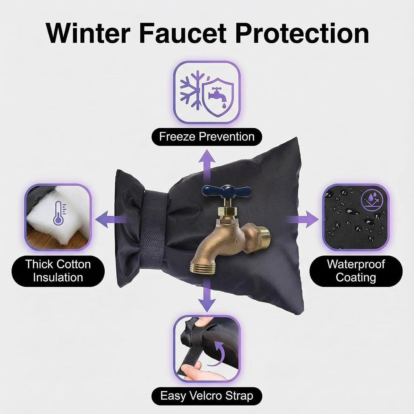 Outdoor Faucet Covers for Winter 3 Packs Hose Bib Protector Spout Cover,Garden Faucet Socks, Outside Spigot Pipe Freeze Protection Cover,Insulated Tap Pouch (small)