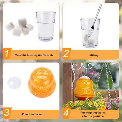 2 Pack Wasp Traps Outdoor Hanging | Carpenter Bee Traps for Outside Yellow Jacket Trap Wasp Killers Bee Catcher Hornet Trap for Outdoor Farm Garden (Orange)