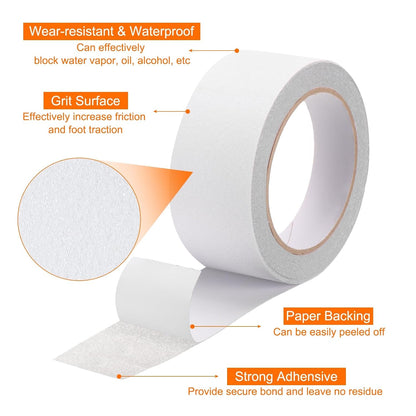 HARFINGTON Anti Slip Traction Tape 2" x 16.4ft Waterproof Non-Slip Grip Tape High Friction Weather Resistant Non Skid Stair Treads Tape for Indoor Outdoor Stair Steps, White