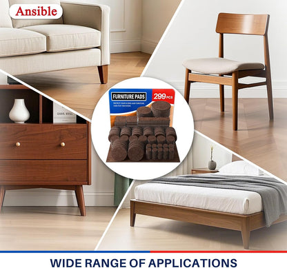 Ansible 60 PCS Felt Furniture Pads 1", Felt Pads for Chair Leg Floor Protectors for Hardwood Floors Round (Beige)