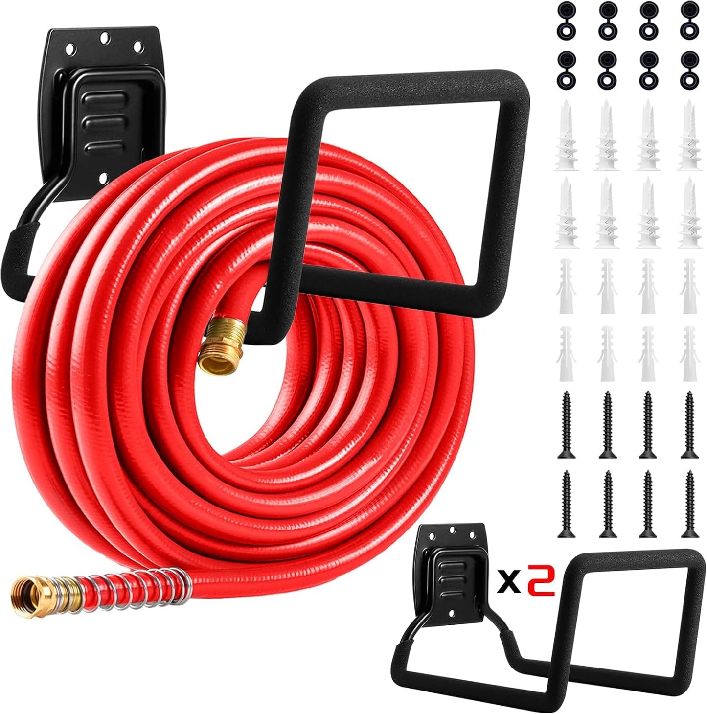 Garden Hose Holder, Metal Wall Mounted Water Hose Reel for Outside, Durable Hook Stand for Garden Hose Storage, Water Hose, Extension Cords, Flexable Hose Use(1Pack)